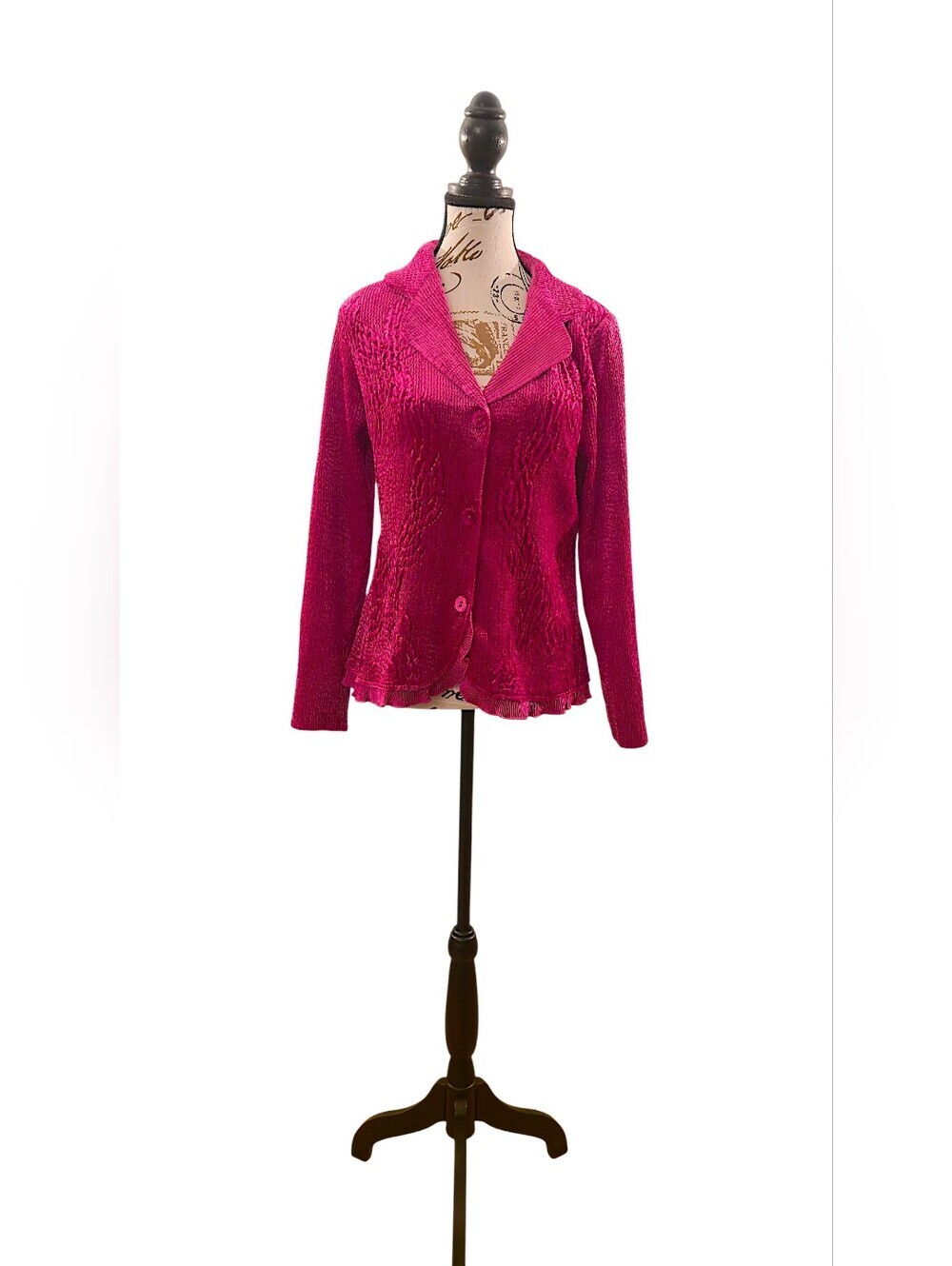 Chico's Vibrant Fuchsia Textured Button Blazer